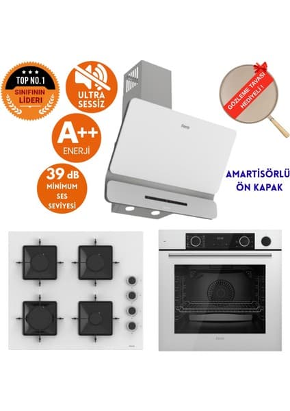 Ferre Fryart & Silentart Royalıne /sessiz Beyaz Ankastre Set ( D081-SA + XE64CB + SS206 )