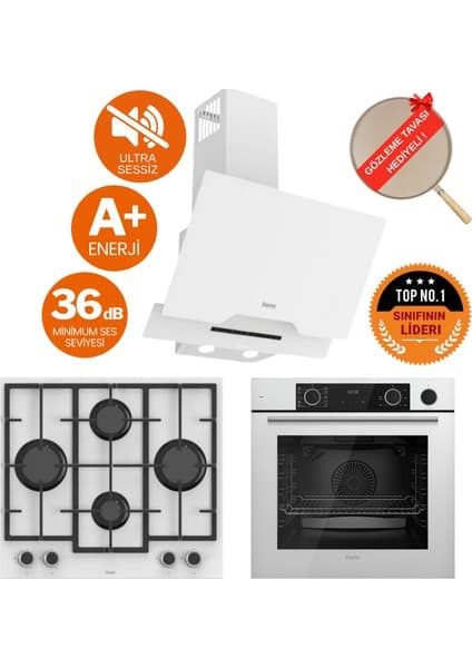 Ferre Fryart &steamart- Silentart Fova / Sessiz Beyaz Ankastre Set (D064-SA + XE64CB + LN386 )