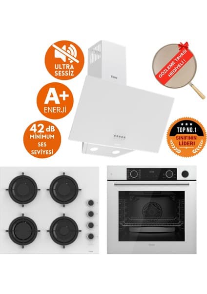 Ferre Fryart &steamart- Silentart Vıva /sessiz Beyaz Ankastre Set ( D087-SA + XE64CB + CS206-FA )