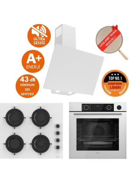 Ferre Fryart &steamart- Silentart Heyo /sessiz Beyaz Ankastre Set ( D078-SA + XE64CB + CS206-FA )