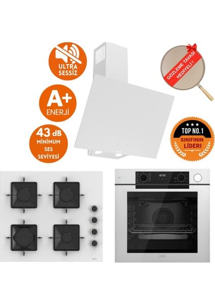 Ferre Fryart&steamart- Silentart Bono /sessiz Beyaz Ankastre Set (D078-SA + QEP64CB +SS206 )