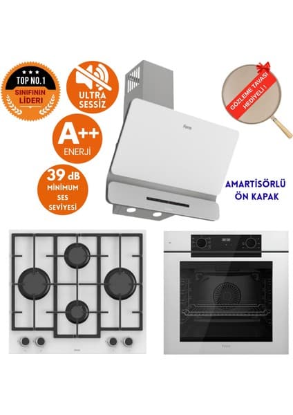 Ferre Fryart & Silentart Lomi / Sessiz Beyaz Ankastre Set ( D081-SA + QEP63CB + LN386 )