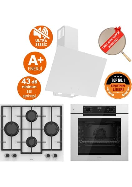 Ferre Fryart & Silentart Lara / Sessiz Beyaz Ankastre Set ( D078-SA + QEP63CB + LN386 )