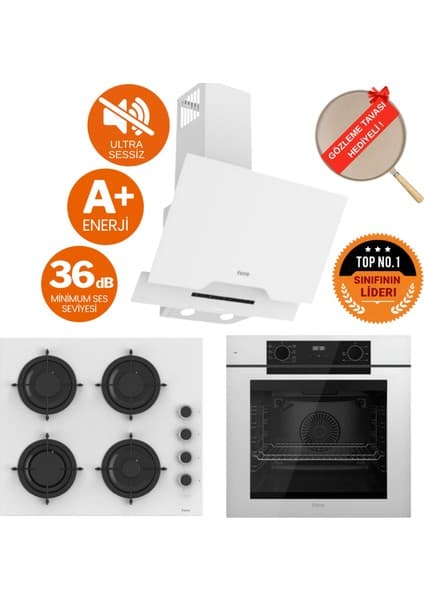 Ferre Fryart & Silentart Rami/ Sessiz Beyaz Ankastre Set ( D064-SA + QEP63CB + CS206-FA )