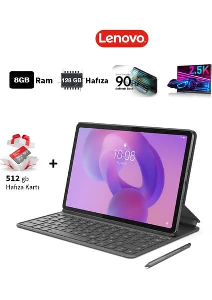 Lenovo 2.5k 2560 x 1600 Piksel IPS Ekran 8gb Ram 128GB+512GB Hafıza Tablet+Kalem+Klavyeli Kılıf