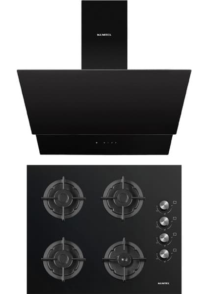 Kumtel Plus 2\'li Siyah Ankastre Set (Ocak-Davlumbaz)