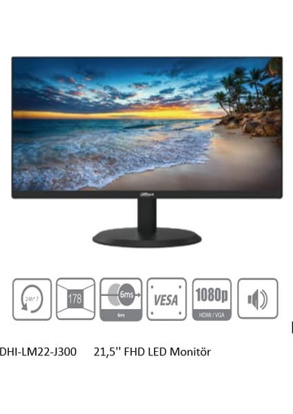 Dahua DHI-LM22-J300 21,5'' 21,5 İNÇ Fhd LED Monitör SİYAH