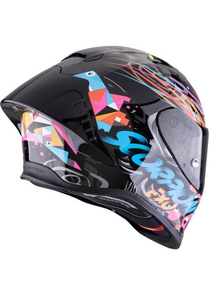 Scorpion Exo R1 Evo Iı Air Savage Spor Motosiklet Kaskı Siyah Mavi Pembe 8