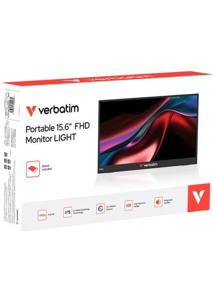 Verbatim 15.6" Full HD IPS Taşınabilir Monitör (HDR, Dahili Hoparlör, Koruyucu Kılıflı)