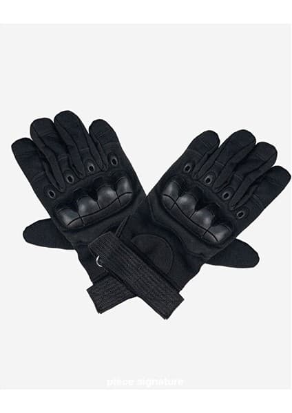 Bosile Siyah Zırhlı Taktikal Eldiven - Motosiklet, Outdoor, Airsoft ve Kamp Için Tam Korumalı Operasyon eldiveni 8