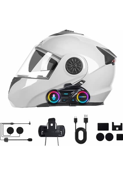 Ebakbak Motosiklet Intercom Üniversal Tüm Kasklara Uygun V6.0 Rgb Bluetooth Seti Kask Kulaklık