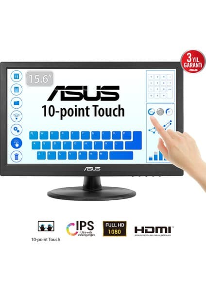 Asus VT169HE 15.6" 1920X1080 Vga/hdmı Dokunmatik Siyah IPS LED Monıtor