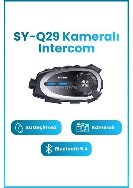 Seyutech Syq-29 Kameralı Bluetoothlu Motosiklet Kask Kulaklık Intercom Rgb Işıklı Motorsiklet Interkom