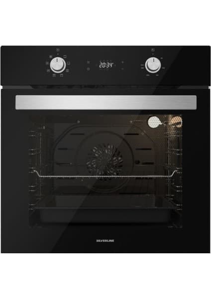 Silverline BO6502B02 6 Fonk.siyah Dijital Gömme Düğme Turbo Fırın