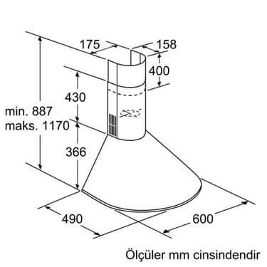 Bosch DWA061450 Çelik Duvar Tipi Davlumbaz 2