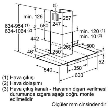 Bosch DWA06D650 Çelik Duvar Tipi Camlı Tasarım Davlumbaz 2