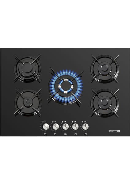 Kumtel KO-50 OAHDF Siyah Ankastre Cam 5'li Wok Gözlü Ocak