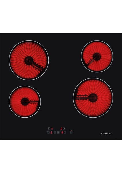 Kumtel V6-04T Vitroseramik Elektrikli Siyah Cam Ankastre Ocak