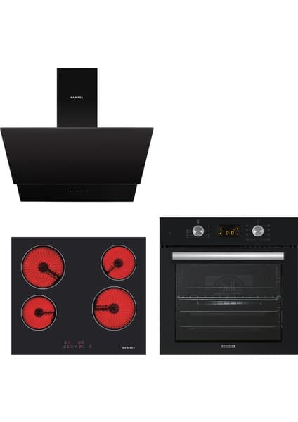 Kumtel Siyah Cam Vitroseramik / Dokunmatik Ankastre Set - 8 Programlı