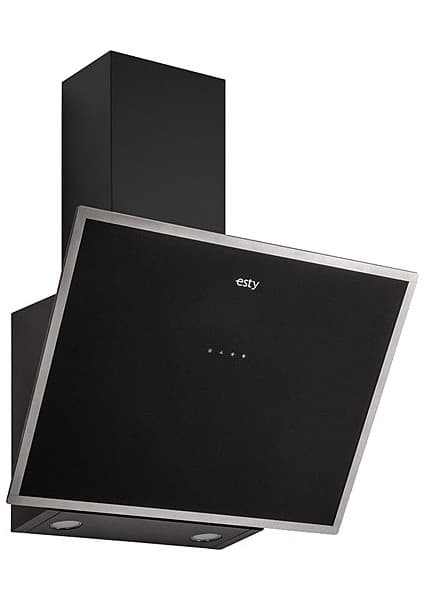 Esty 3473B6 60CM Siyah Plus Çizgili Cam Eğik Davlumbaz