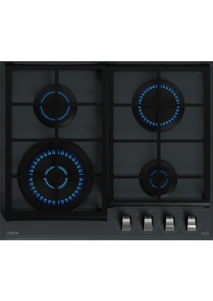 Teka GZC 64320 XBN ST Ankastre Cam Gazlı Ocak, Kristal Wok Gözlü, Döküm Izgaralı 60 cm Gri