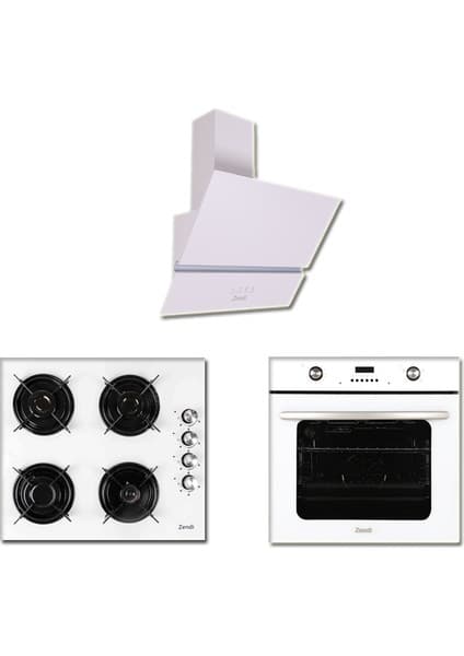 Zendi ZS4008W Beyaz Ankastre Set -Cam Davlumbaz-Cam Ocak- Dijital Fırın( ZD1022W-ZO22422W-ZF3022W)