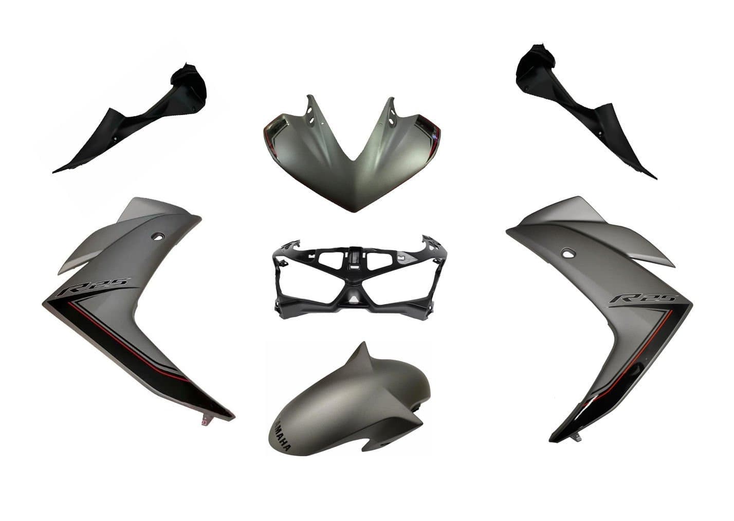 Yamaha YZF R25 Mat Füme Ön Grenaj Seti (Orjinal)