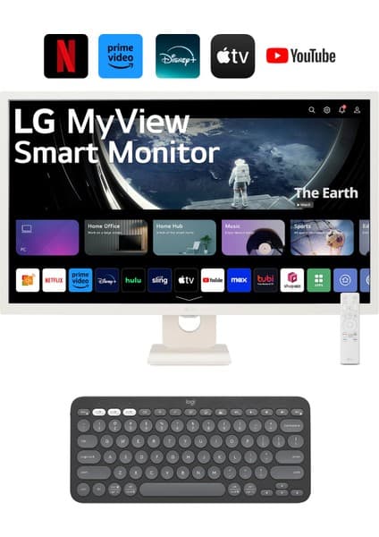 LG Webos 32 Inç 80 Ekran 60 Hz 8 MS IPS Fulhd Smart Monitör Tv+Logitech Kablosuz Klavye