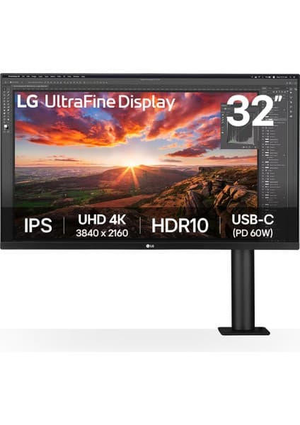 LG UltraFine Display 32UN880K-B 31.5'' 60Hz 5ms IPS UHD 4K Pivot 3840x2160 HDR10 Ergonomik Standlı Monitör