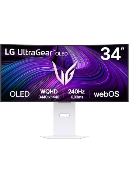 LG 34" 34GX90SA-W 240Hz 0.03MS(GTG) Wqhd OLED Displayhdr True Black 400 Webos Curved Smart Gaming Monitör